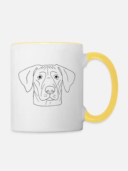 Rhodesian Ridgeback - Tasse zweifarbig - Weiß/Gelb