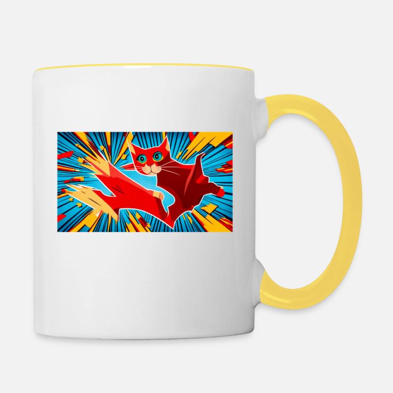 Flash Cat - Tasse zweifarbig - Weiß/Gelb