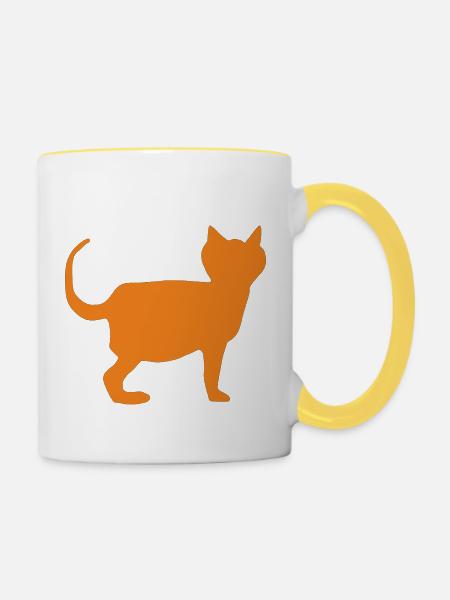 katze orange - Tasse zweifarbig - Weiß/Gelb