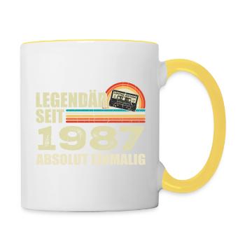Légendaire depuis 1987 - absolument unique - Mug contrasté - blanc/jaune - Droite
