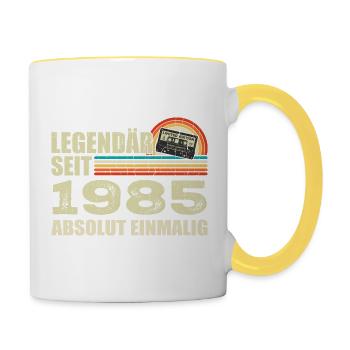 Légendaire depuis 1985 - absolument unique - Mug contrasté - blanc/jaune - Droite