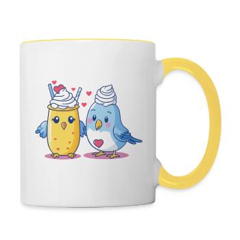Bird topping - Contrasting Mug - white/yellow - Right