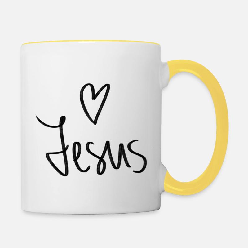 Coeur de Jésus - Mug contrasté - blanc/jaune
