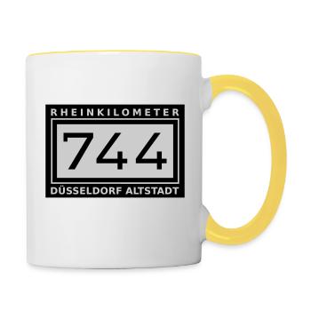 Rhin kilomètre 744 Düsseldorf Altstadt - Mug contrasté - blanc/jaune - Droite