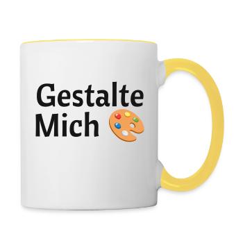Gestalte mich - Tasse zweifarbig - Weiß/Gelb - Rechts