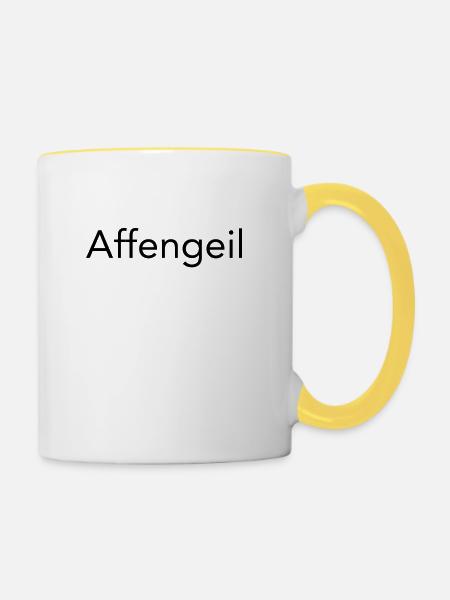 Affengeil - Tasse zweifarbig - Weiß/Gelb