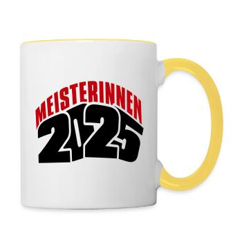Meisterin 2025 Meisterinnen - Tasse zweifarbig - Weiß/Gelb - Rechts