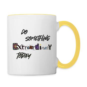 Extraordinary Today - Motivational Quote - Contrasting Mug - white/yellow - Right