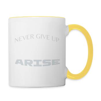 Never give Up - Tasse zweifarbig - Weiß/Gelb - Rechts