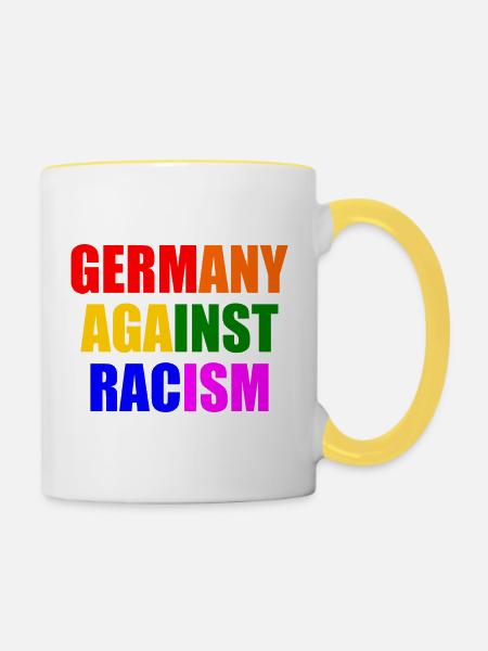 Germany against racism - Tasse zweifarbig - Weiß/Gelb