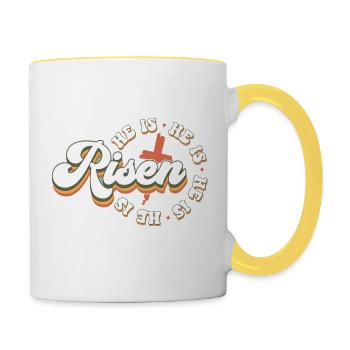 He is Risen - Tasse zweifarbig - Weiß/Gelb - Rechts
