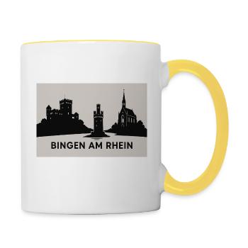 Bingen am Rhein - Tasse zweifarbig - Weiß/Gelb - Rechts