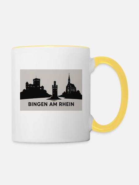 Bingen am Rhein - Tasse zweifarbig - Weiß/Gelb