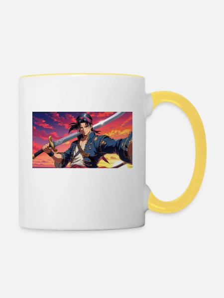 jiyuu no kaizoku - Tasse zweifarbig - Weiß/Gelb