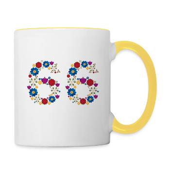 Fleurs 66 - Mug contrasté - blanc/jaune - Droite