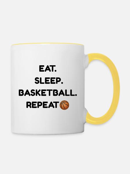 ESSEN-_SLEEP-_BASKETBALL - Tasse zweifarbig - Weiß/Gelb