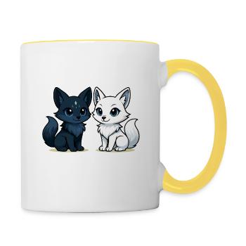 SeelenFuchs-Verbundene Geister - Tasse zweifarbig - Weiß/Gelb - Rechts