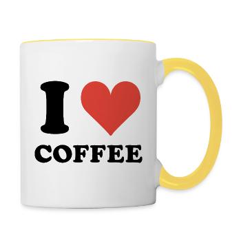 I Love Coffee Quote - Contrasting Mug - white/yellow - Right