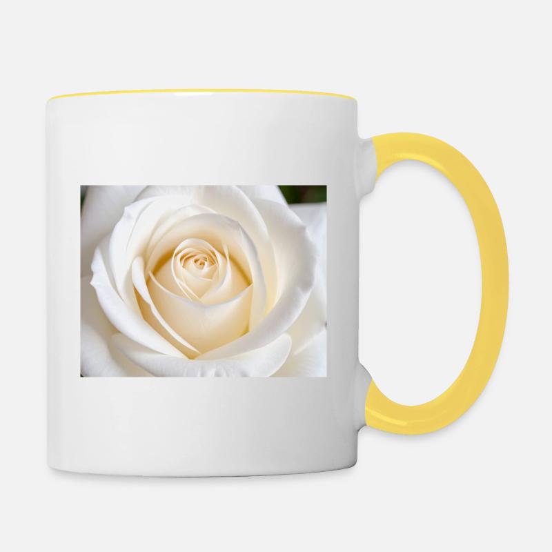 Rose Blanche Épurée pour Impression - Mug contrasté - blanc/jaune