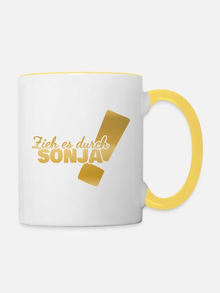 Vorname Sonja - Tasse zweifarbig - Weiß/Gelb