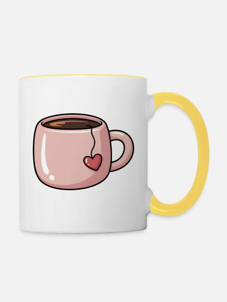 Herz-Teetasse - Tasse zweifarbig - Weiß/Gelb