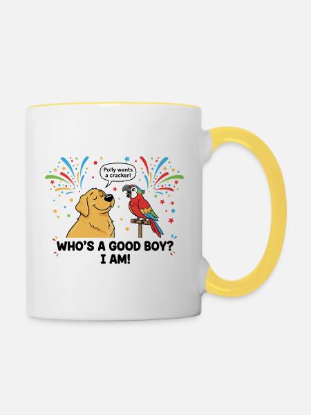 Wer ist ein braver Junge ? - Tasse zweifarbig - Weiß/Gelb