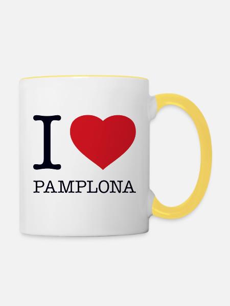 I love Pamplona - Tasse zweifarbig - Weiß/Gelb
