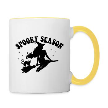 Spooky Season Sorcière Illustration - Mug contrasté - blanc/jaune - Droite