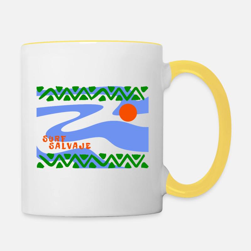 Surf Salvaje Psychedelic Waves - Contrasting Mug - white/yellow