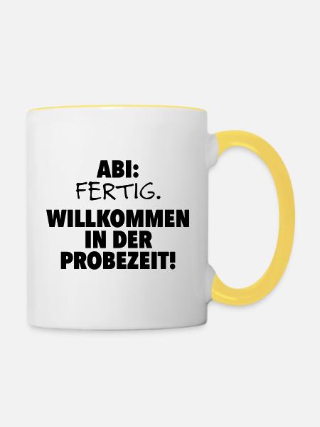 Abitur fertig - Tasse zweifarbig - Weiß/Gelb