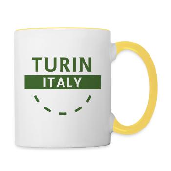 Turin, Italie, Emblème - Mug contrasté - blanc/jaune - Droite