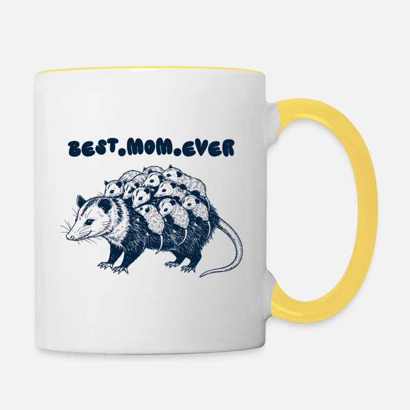 Meilleure maman de tous les temps Opossum - Mug contrasté - blanc/jaune