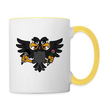 Kreativer Adler - Tasse zweifarbig - Weiß/Gelb - Rechts