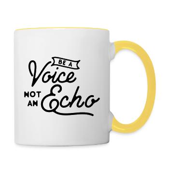 Sei eine Stimme, kein Echo – Führungsintegrität - Tasse zweifarbig - Weiß/Gelb - Rechts