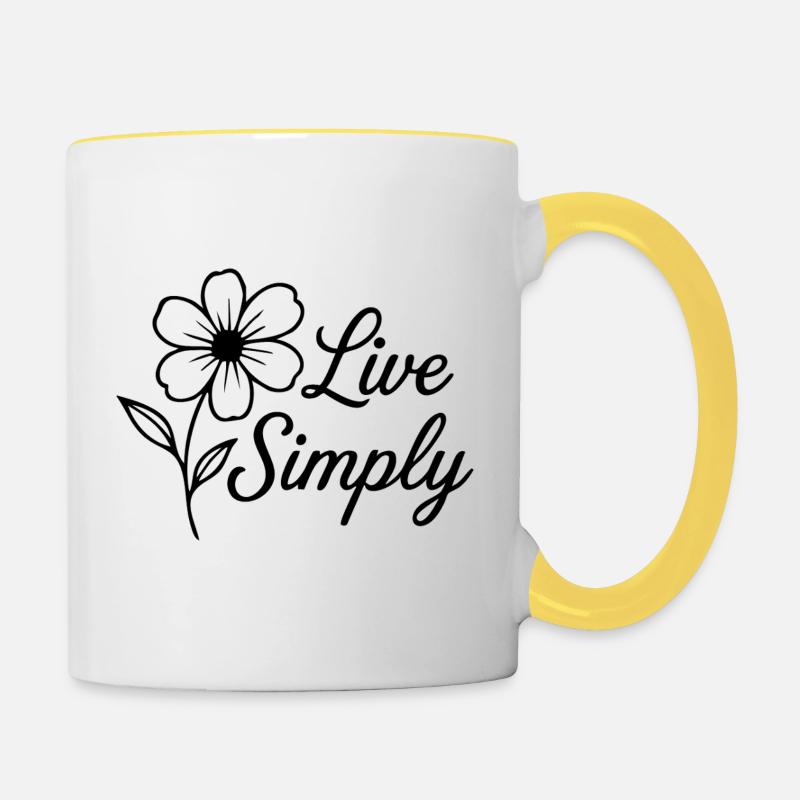 Vivre simplement - Mug contrasté - blanc/jaune
