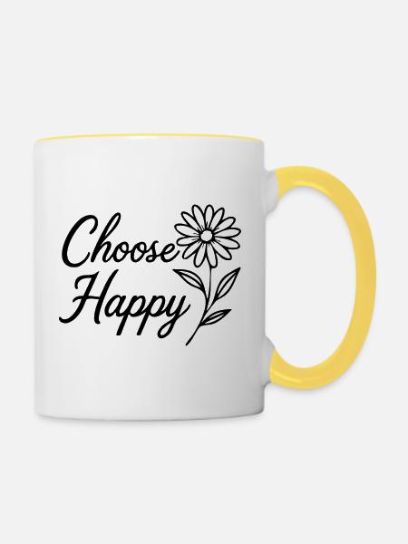 Choose Happy - Tasse zweifarbig - Weiß/Gelb