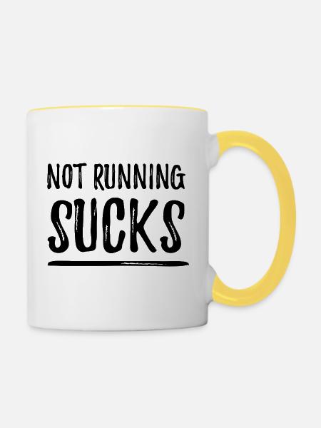 Nicht laufen ist echt blöd - Tasse zweifarbig - Weiß/Gelb