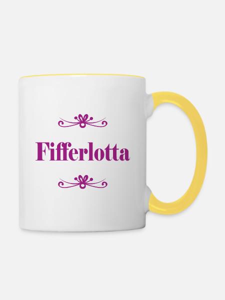 Fifferlotta Ornament  - Tasse zweifarbig - Weiß/Gelb