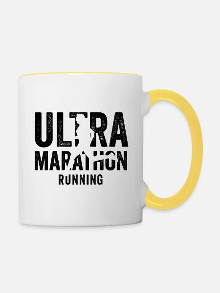 Ultra-Marathon-Lauf - Tasse zweifarbig - Weiß/Gelb