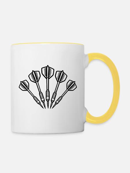 Dartpfeile Darts Symbol - Tasse zweifarbig - Weiß/Gelb