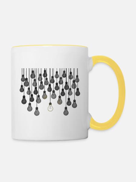 Graues Glühbirnen-Array mit einzigartiger Helligkeit - Tasse zweifarbig - Weiß/Gelb
