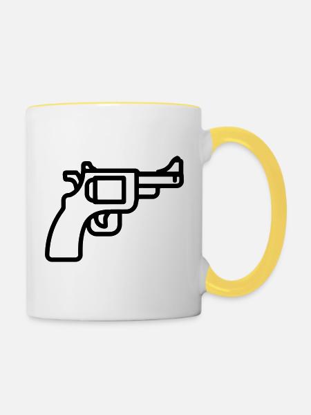 Revolver - Tasse zweifarbig - Weiß/Gelb
