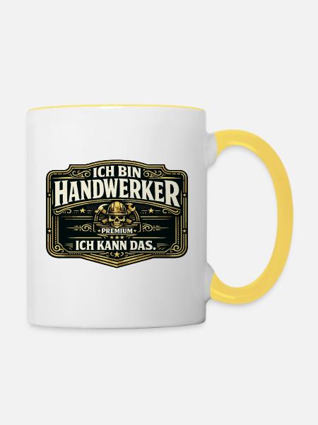 Ich bin Handwerker Premium - Tasse zweifarbig - Weiß/Gelb