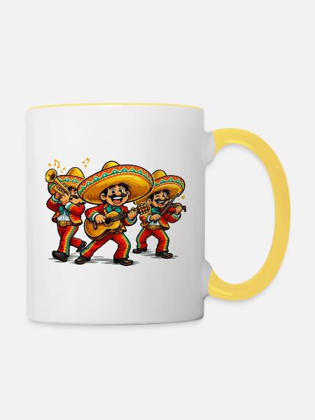 Mariachi Fiesta Dreierbande - Tasse zweifarbig - Weiß/Gelb
