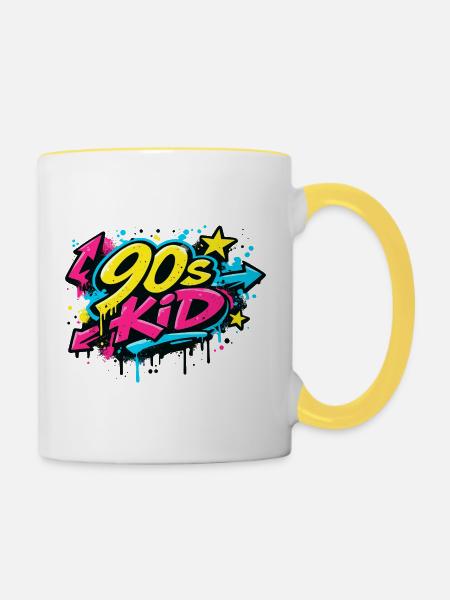 90s Kid Graffiti Burst - Tasse zweifarbig - Weiß/Gelb