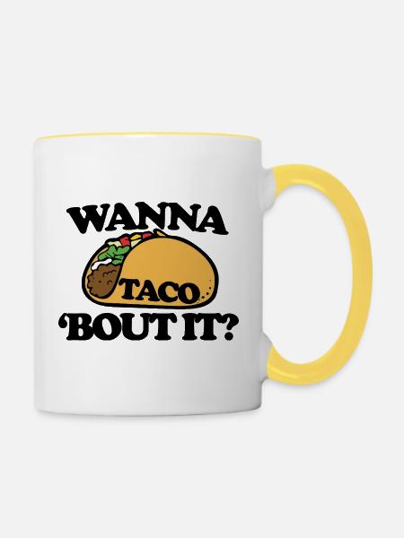 Taco Crest fette Illustration - Tasse zweifarbig - Weiß/Gelb