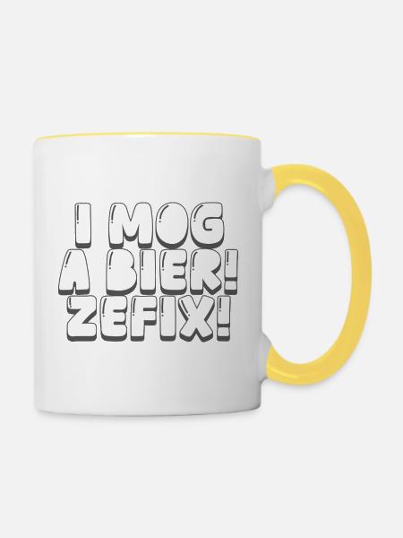 i mog a bier! zefix! - Tasse zweifarbig - Weiß/Gelb
