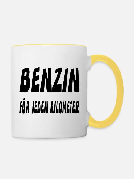 Benzin - Tasse zweifarbig - Weiß/Gelb