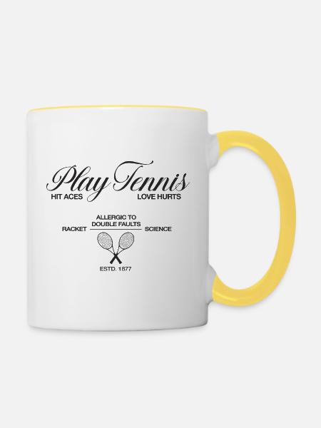 Play Tennis hit aces - Tasse zweifarbig - Weiß/Gelb