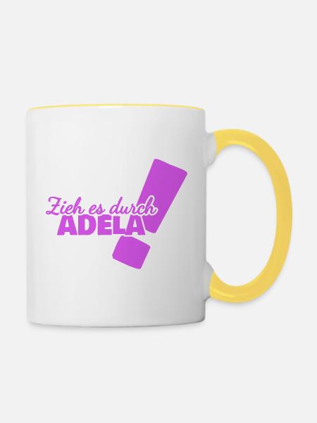 Durchhalten Adela - Tasse zweifarbig - Weiß/Gelb